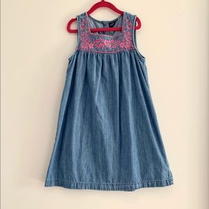 Gap denim smocked embroidered dress for girls S M